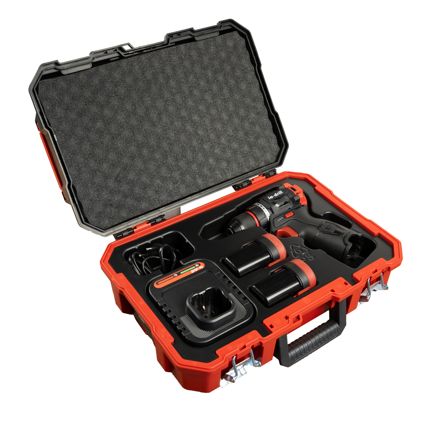 ie-drill 16V Akkubohrschrauber 55Nm inkl. zwei 2Ah Akkus, Ladegerät und Koffer
