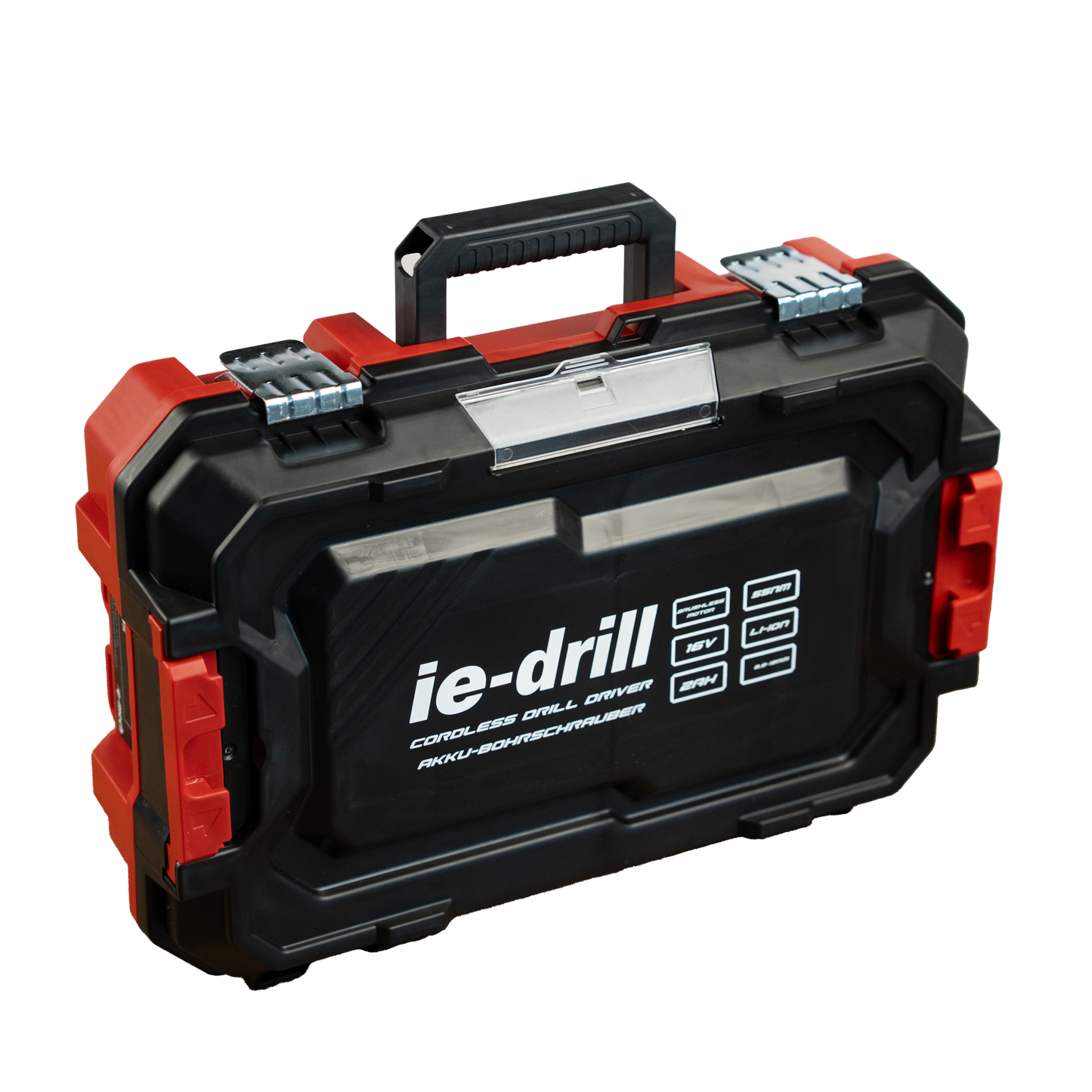 ie-drill 16V Akkubohrschrauber 55Nm inkl. zwei 2Ah Akkus, Ladegerät und Koffer
