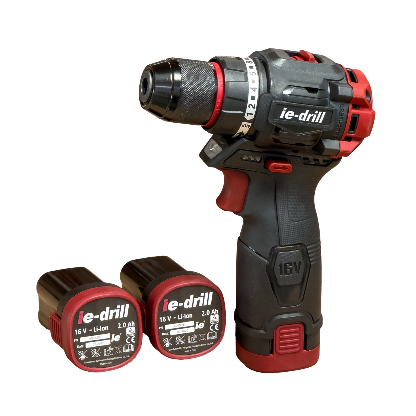 ie-drill 16V Akkubohrschrauber 55Nm inkl. zwei 2Ah Akkus, Ladegerät und Koffer