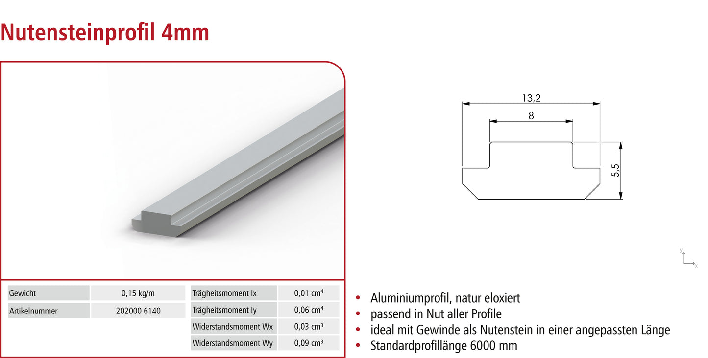 T-slot profile 4mm