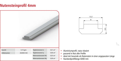 T-slot profile 4mm